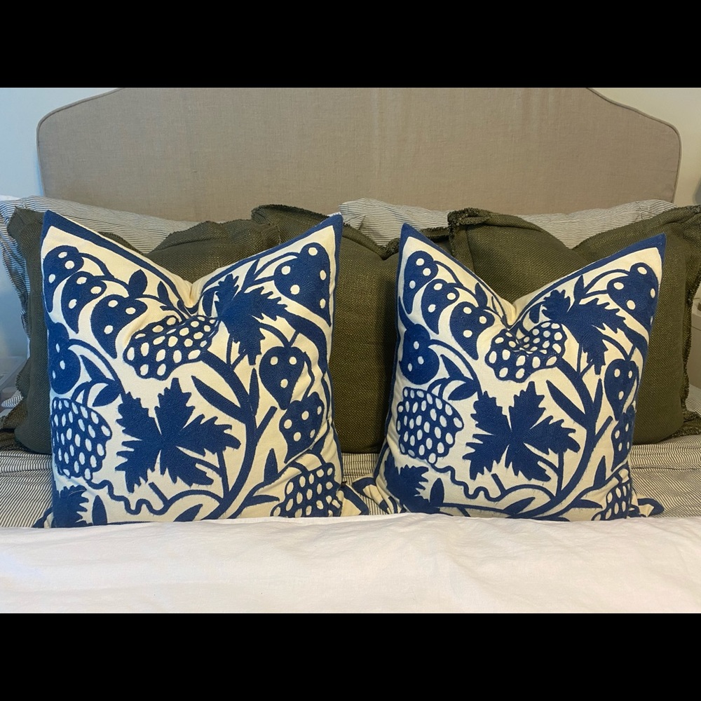 Blue throw pillows